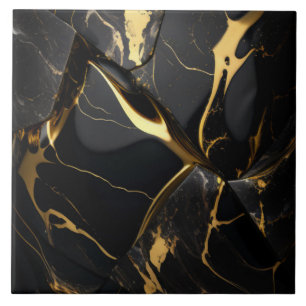 Folded Black and Gold Marble Effect Tile