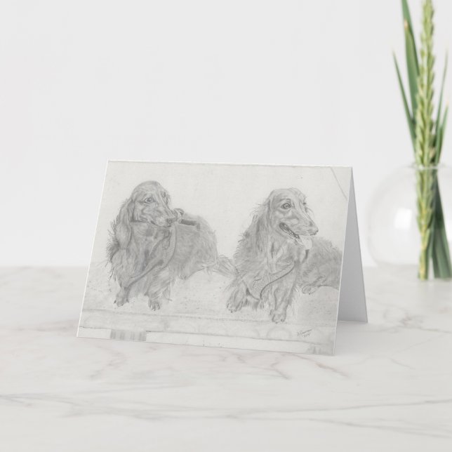 Folded Blank Greeting Card with Dachshunds (Front)