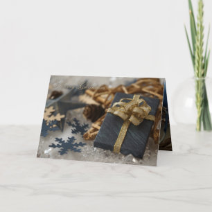 Folded Blue and Gold Christmas Card II
