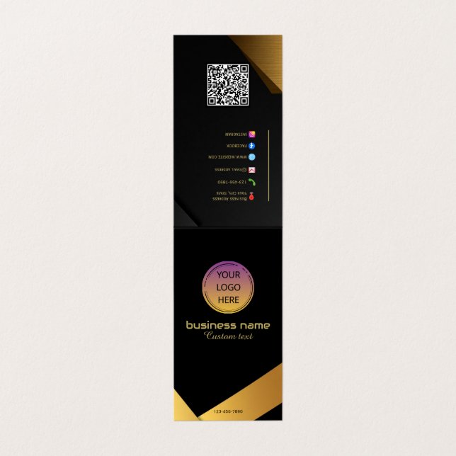 Folded Business Card with Logo, Slogan & QR (Outside Unfolded)