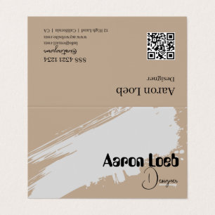 Folded Business Cards   Rustic Kraft with QR Code