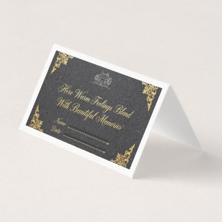 Folded Card Elegant Charcoal Housewarming Guest Bo