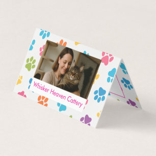 Folded Cattery Business Card Customizable Photo
