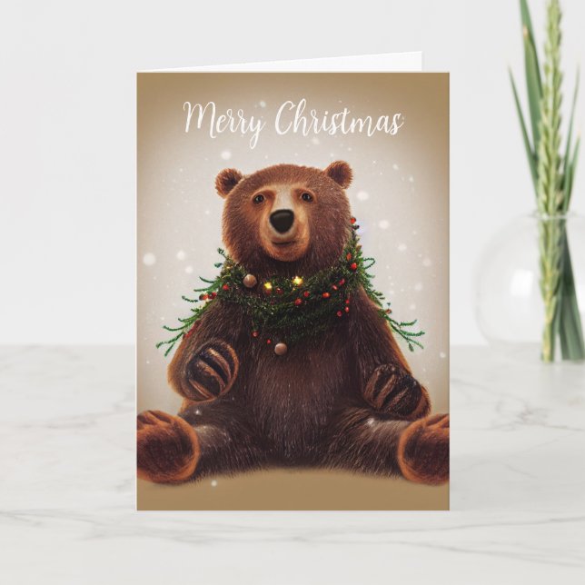 Folded Christmas Card with Bear (Front)