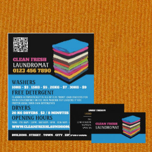 Folded Clothes, Laundromat, Cleaning Service Business Card
