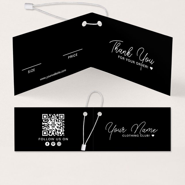 Folded Clothing QR Code Black Hang Tag Card (Creator Uploaded)