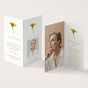Folded Dandelion Photo Funeral Prayer Card
