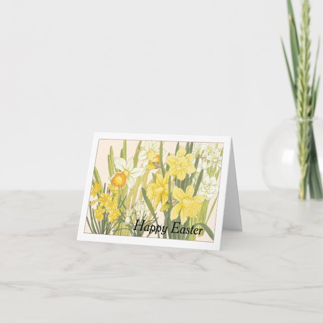 Folded Easter Daffodils Greeting Card (Front)