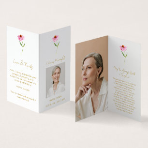 Folded Echinacea Photo Funeral Prayer Card