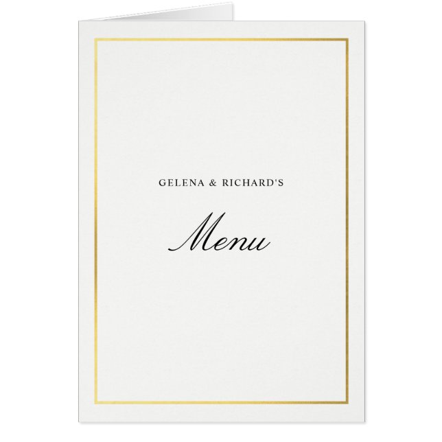 Folded Elegant Gold Wedding Menu (Front)