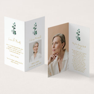 Folded Eucalyptus Photo Funeral Prayer Card