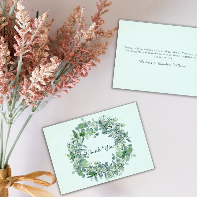 Folded Eucalyptus Wreath Thank You Card (Creator Uploaded)