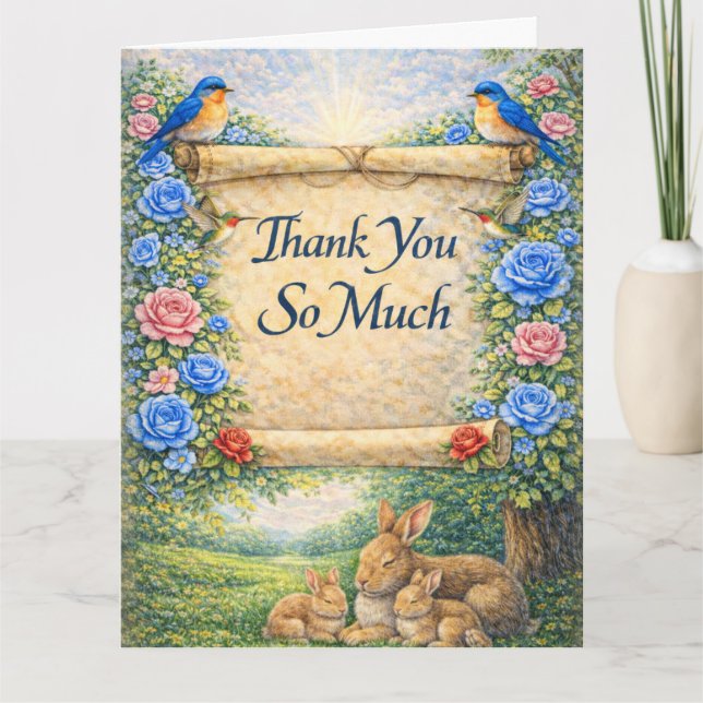 Folded Floral Thank You Card with Scripture (Front)