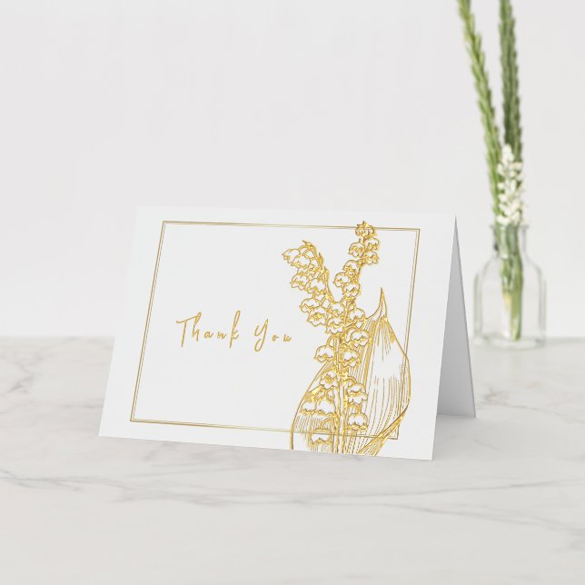 Folded Foil Greeting Card Thank You Bride Shower. (Flower)