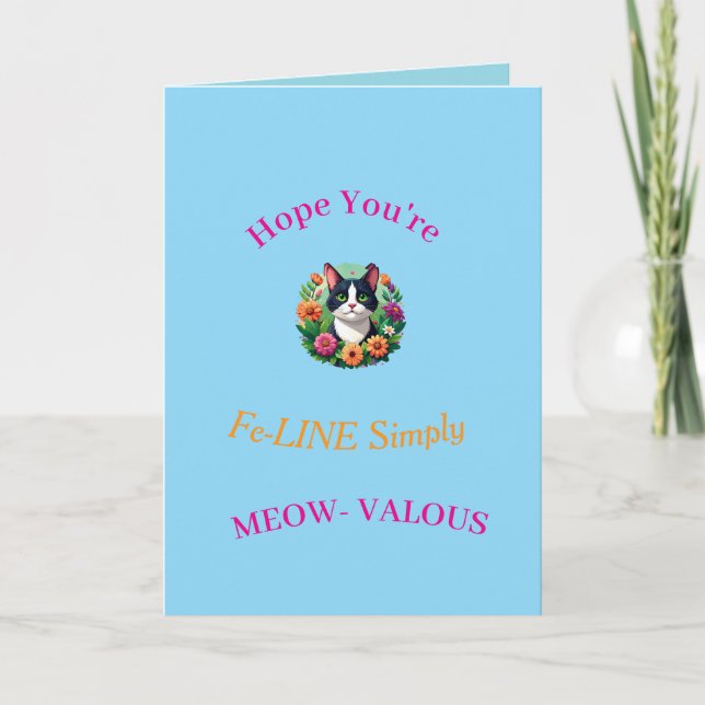 Folded Get Well Card- Cat lover's Card (Front)