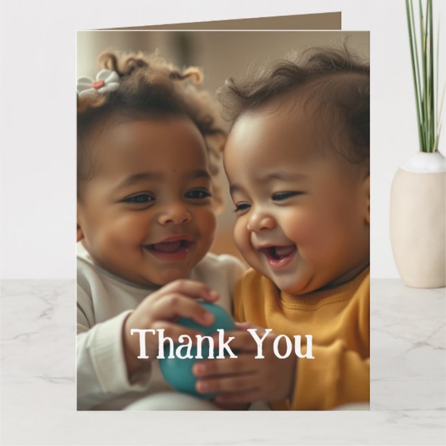 Folded Greeting Card Add Two Photos and Text (Front)