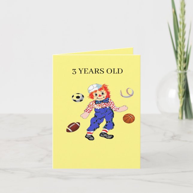 Folded Greeting Card : Birthday Card 3 year Old (Front)