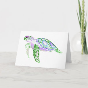 Folded Greeting Card Green Turtle 5x7