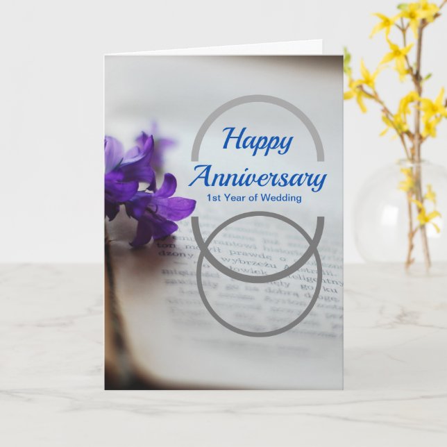 Folded Greeting Card Happy Anniversary (Yellow Flower)