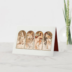 FOLDED GREETING CARD : MUCHA : THE SEASONS