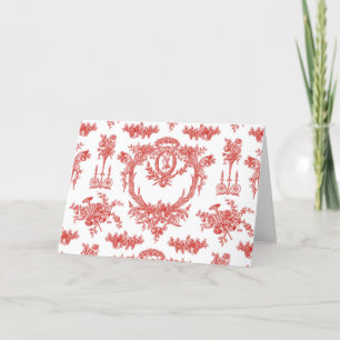 Folded Greeting Card Red Marie Toile
