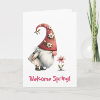 Folded Greeting Card-Spring Gnome Card
