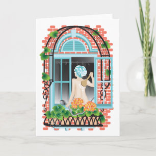 Folded Greeting Card 'Watering Plants'