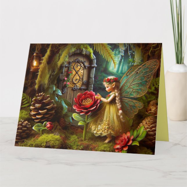 Folded Greeting Card with Garden Fairy (Front)