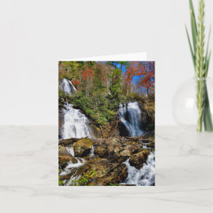 Folded greeting card with waterfall motif.
