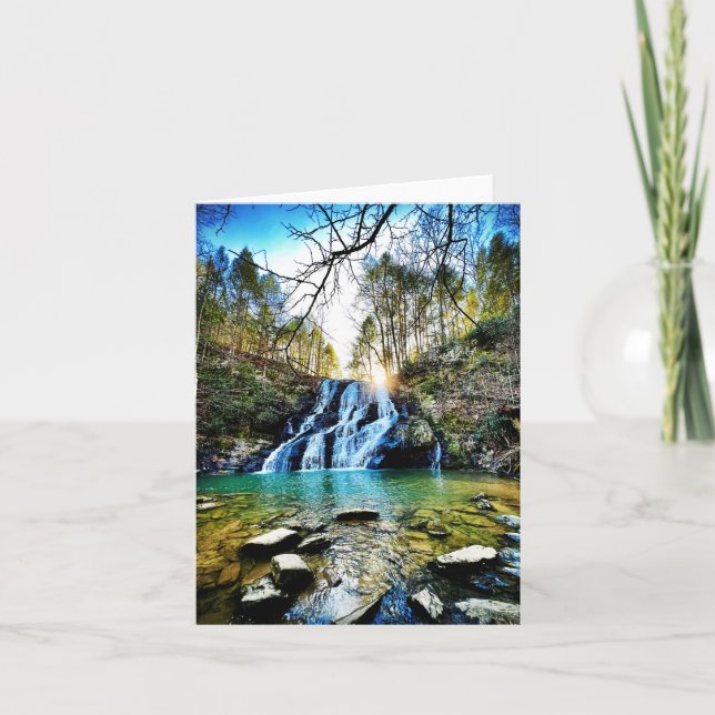 Folded greeting card with waterfall motif (Front)