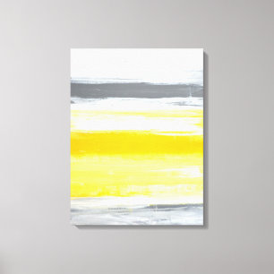 'Folded' Grey and Yellow Abstract Art Canvas Print