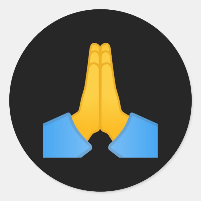 Folded Hands Emoji Classic Round Sticker (Front)