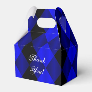 Folded Harlequin-Blue-Black-Favour-Box-Gable Favour Box