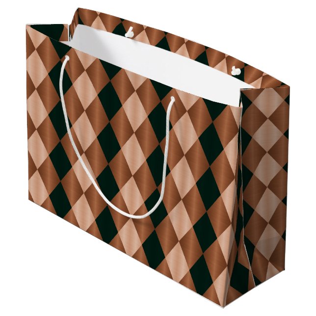 Folded Harlequin, Brown-Black-GIFT BAG L (Back Angled)