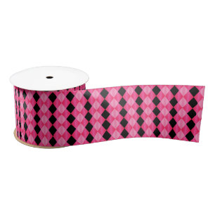 Folded Harlequin,Pink-Black-SATIN RIBBON SPOOL Satin Ribbon