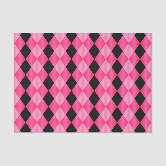 Folded Harlequin, Pink-Black-TISSUE WRAP PAPER (Front)