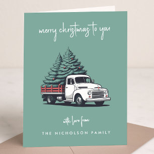 Folded Holiday Card   Christmas Delivery Truck