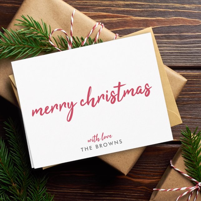 Folded Holiday Card | Minimalist Merry Christmas (Personalize your holiday card with your name and a heartfelt message inside.)