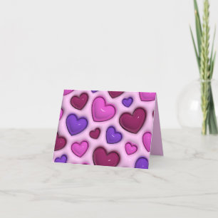 Folded Holiday Card With 3D Glossy Hearts