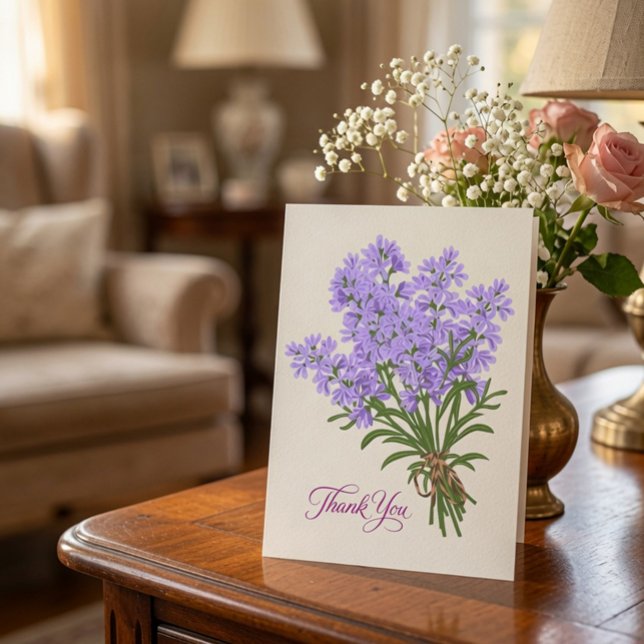 Folded Lavender Bouquet Handwritten Thank You Card (Creator Uploaded)