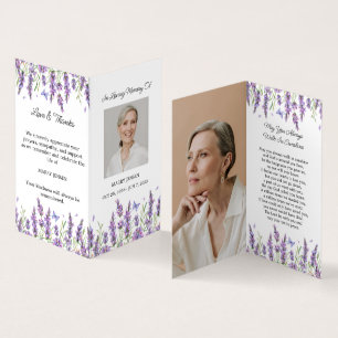 Folded Lavender Photo Funeral Prayer Card