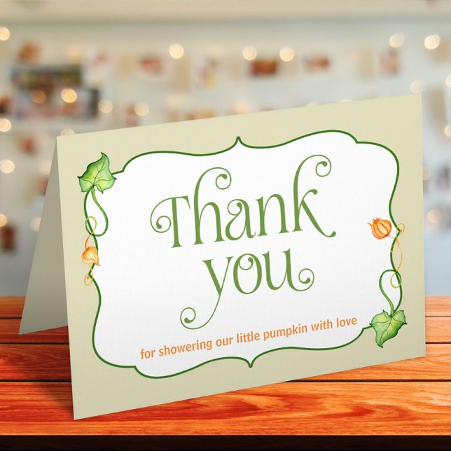 Folded Little Pumpkin Autumn Gender Neutral Shower Thank You Card (Creator Uploaded)