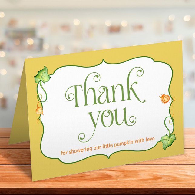Folded Little Pumpkin Gender Neutral Autumn Shower Thank You Card (Creator Uploaded)