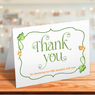 Folded Little Pumpkin Gender Neutral Fall Shower Thank You Card