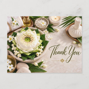 Folded lotus in wooden bowl Thank you card
