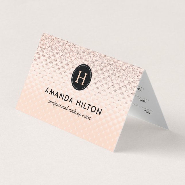 Folded Makeup Artist Monogram Appointment Cards (Front)