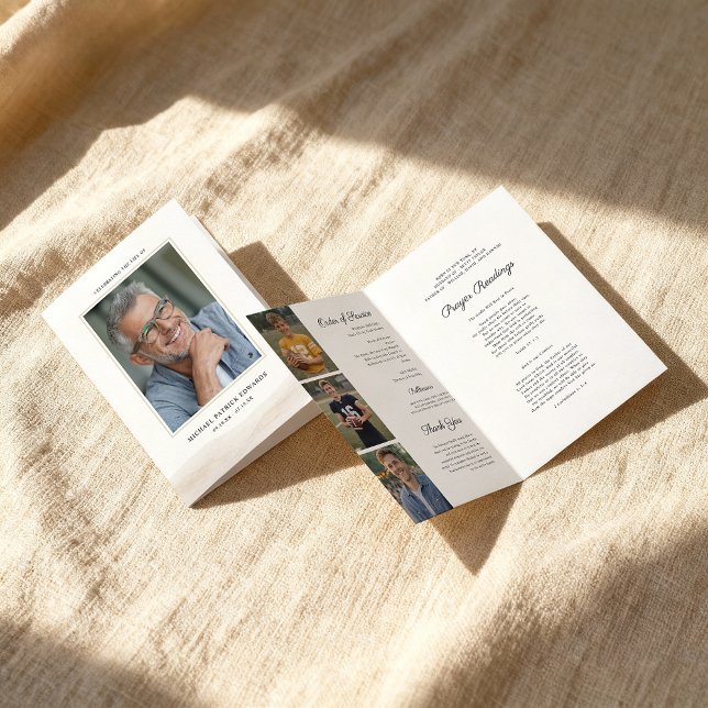 Folded Memorial Program with Photo Cover Card (Creator Uploaded)