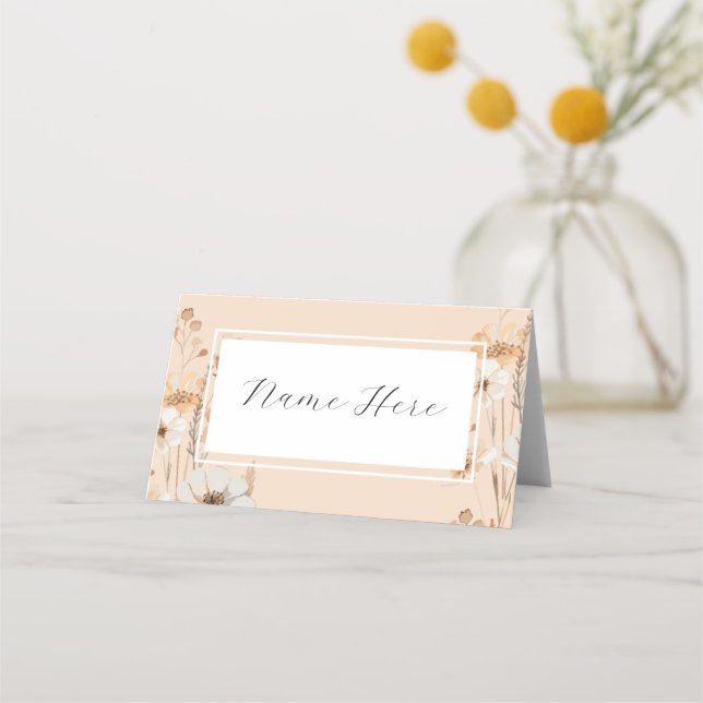 Folded Name Cards Wedding Boho Florals (Front)
