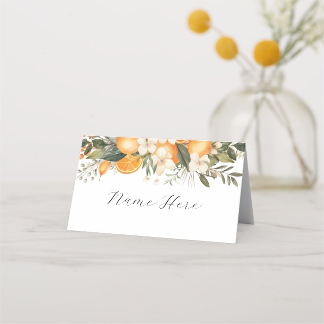 Folded Name Cards Wedding Bridal Florals Fruits (Front)
