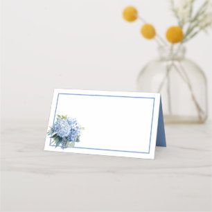 Folded Name Place Card-Blue Hydrangeas Card